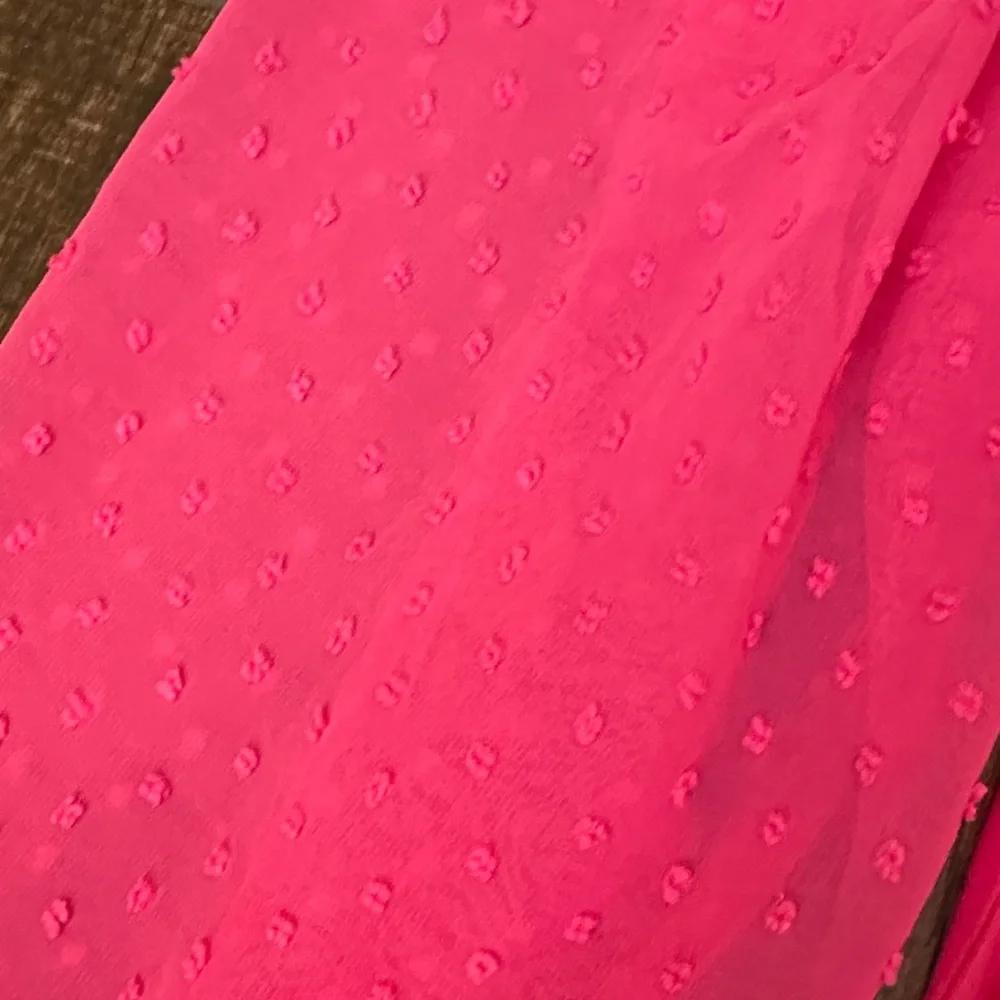 Zeagoo Fuchsia Bodysuit Top NWT | Sheer Puff Sleeve Pink Medium - Picture 3 of 4